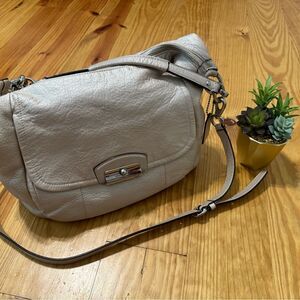 Coach Kristin Leather Large Hobo F22309 Champagne Silver Shoulder Handbag Purse